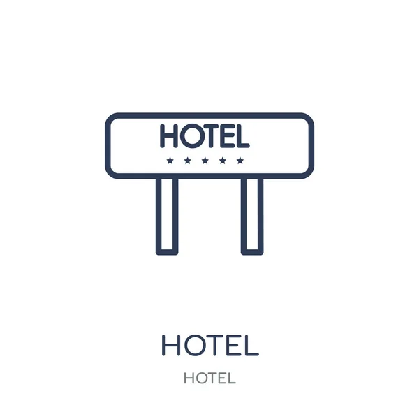 ホテル サイン アイコン ホテル サイン線形シンボル デザイン ホテル コレクションから 白い背景の上の簡単なアウトライン要素ベクトル図 — ストックベクタ