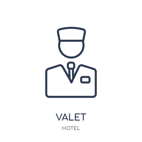 Icône Voiturier Valet Design Symbole Linéaire Collection Hôtel Illustration Vectorielle — Image vectorielle