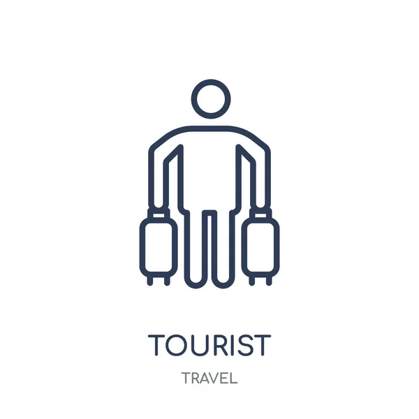 Icono Turístico Diseño Símbolo Lineal Turístico Colección Travel Esquema Simple — Vector de stock