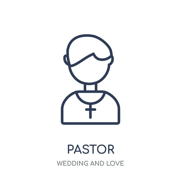Икона Пастора Пастор Линейный Дизайн Символов Коллекции Свадьба Любовь Простая — стоковый вектор