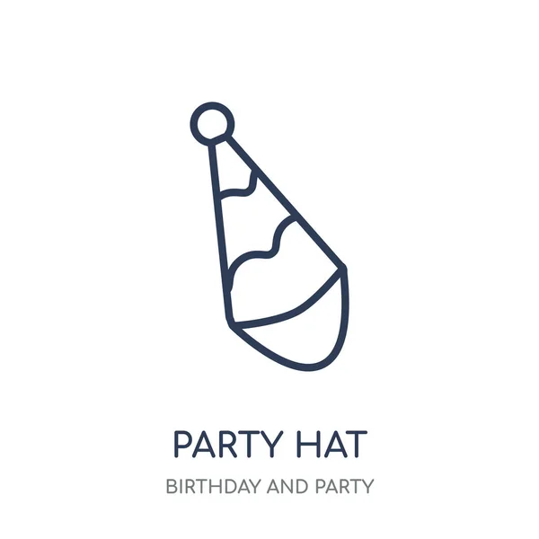 Party Hut Ikone Lineares Design Von Partyhut Aus Geburtstags Und — Stockvektor