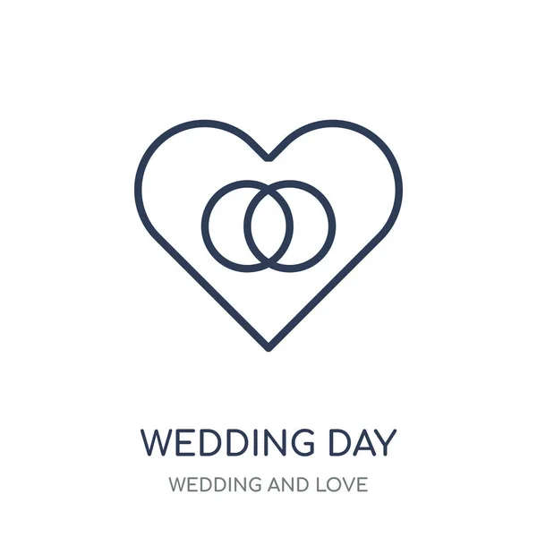 結婚式の日のアイコン 結婚式の日の線形シンボル デザイン結婚式と愛のコレクションから 白い背景の上の簡単なアウトライン要素ベクトル図 — ストックベクタ