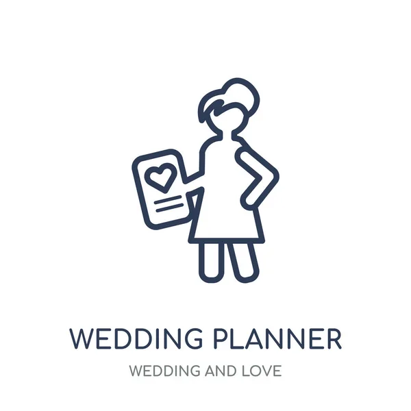 Ícone Planejador Casamento Design Símbolo Linear Planejador Casamento Casamento Coleção — Vetor de Stock