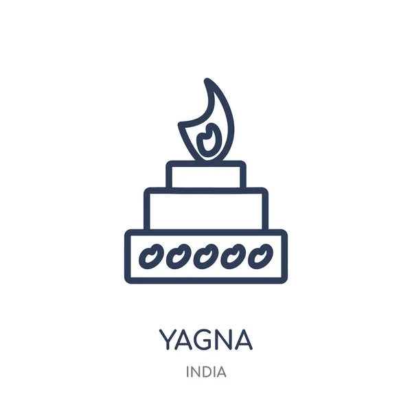 Icono Yagna Diseño Símbolo Lineal Yagna Colección India Esquema Simple — Vector de stock