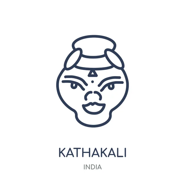 Icono Kathakali Diseño Símbolo Lineal Kathakali Colección India Esquema Simple — Vector de stock