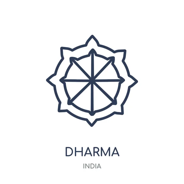 Icono Darma Diseño Símbolo Lineal Dharma Colección India Esquema Simple — Vector de stock