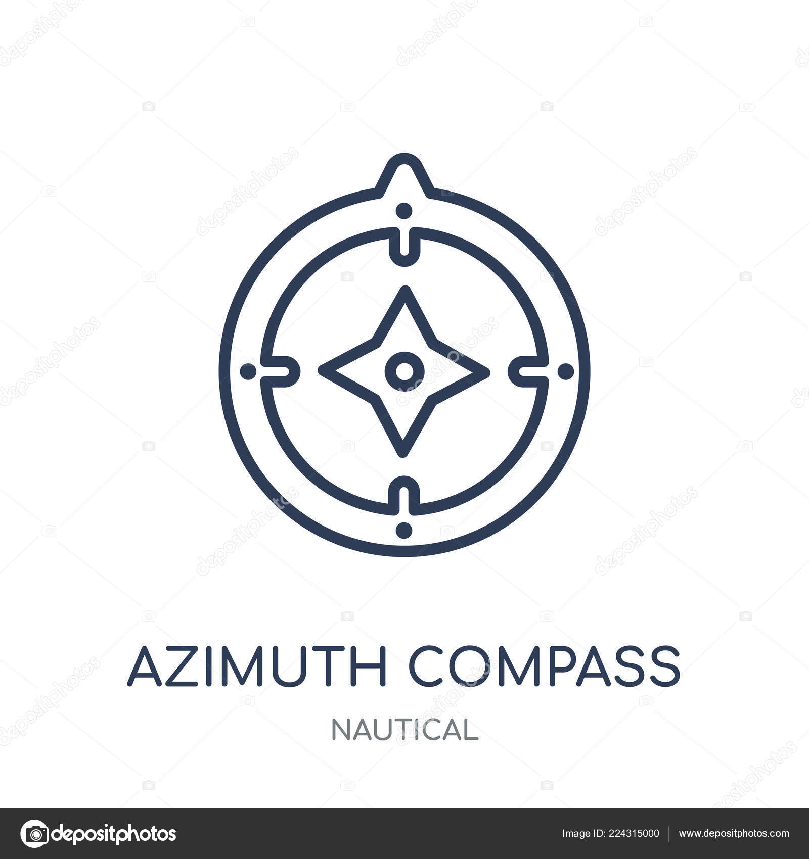 方位角指南针图标方位角罗盘线性符号设计从航海收藏简单的大纲元素向量例证在白色背景图库矢量图©CoolVectorStock 224315000, image size:1600x1700