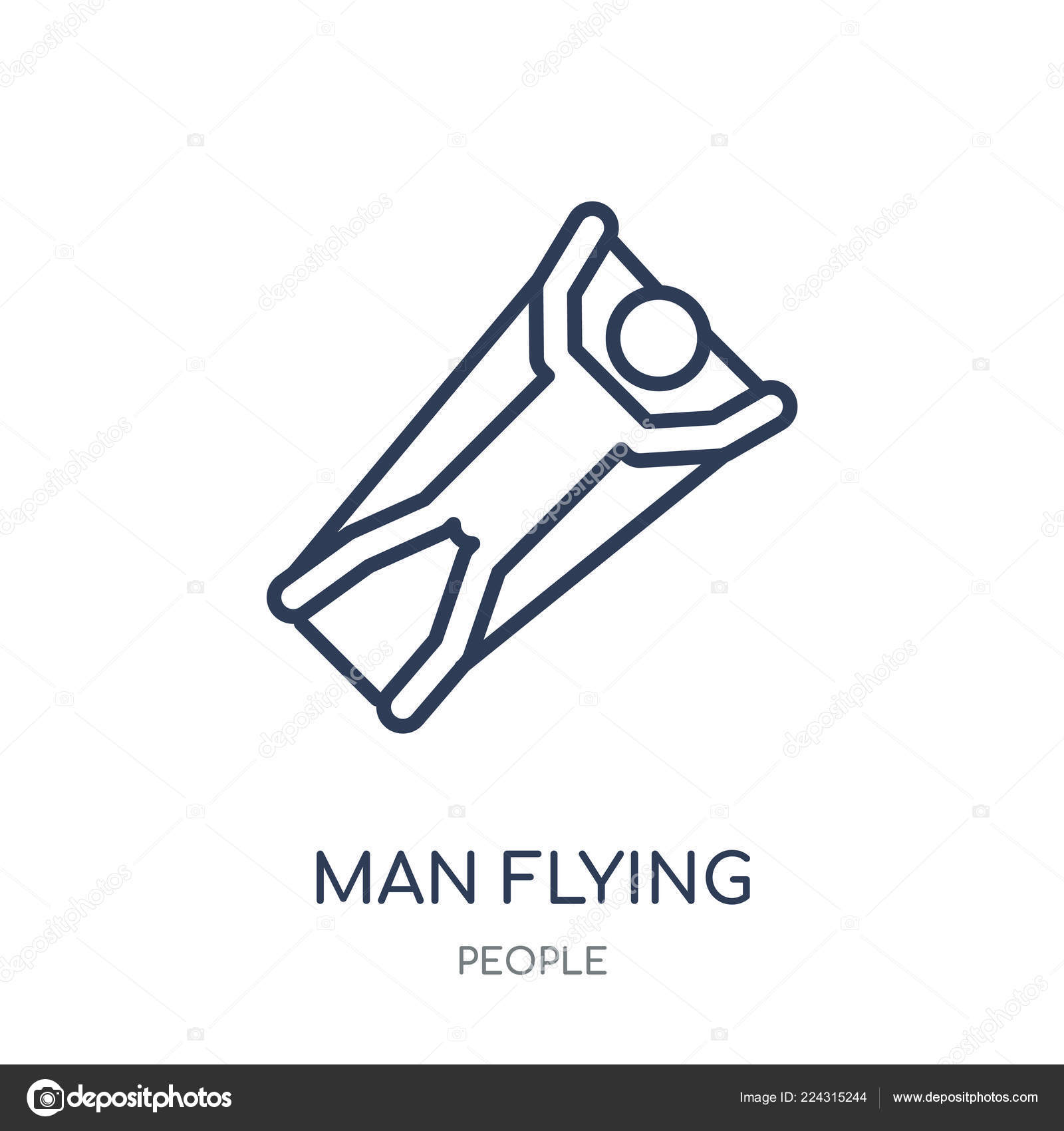 Man Flying Icon Man Flying Linear Symbol Design People Collection Stock