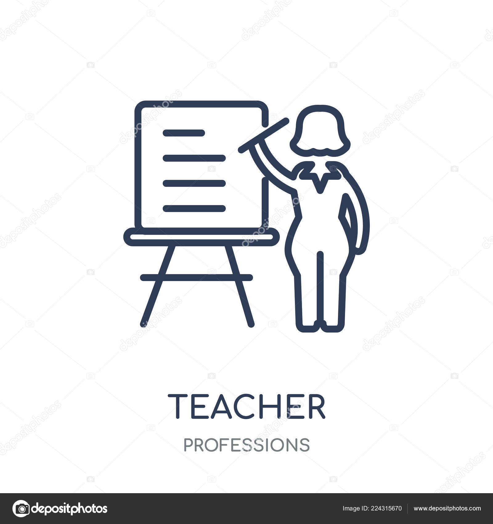 Teacher Icon Teacher Linear Symbol Design Professions Collection Simple