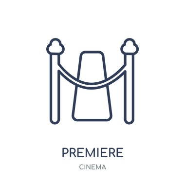 Kutsal kişilerin resmi galası. Doğrusal sembolü tasarım sinema Collection premiere. Beyaz arka plan üzerinde basit anahat öğesi vektör çizim.