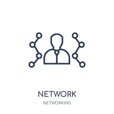 Ağ Yöneticisi simgesini. Ağ Yöneticisi doğrusal sembol tasarımı ağ koleksiyonundan. Beyaz arka plan üzerinde basit anahat öğesi vektör çizim.