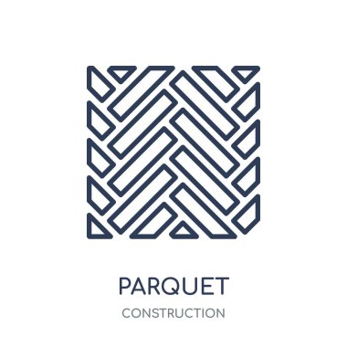 Parke simgesi. Parke doğrusal sembolü tasarım inşaat koleksiyonundan. Beyaz arka plan üzerinde basit anahat öğesi vektör çizim.