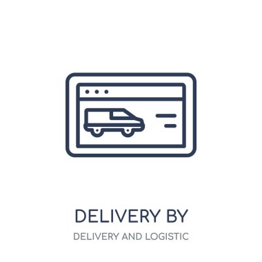 Web sitesi simge ile teslim. Web sitesi doğrusal sembol tasarımı ile teslim teslimat ve lojistik koleksiyonu.