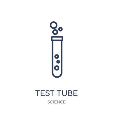Test tüpü simgesi. Test tüpü doğrusal sembolü tasarım bilim koleksiyonundan. Beyaz arka plan üzerinde basit anahat öğesi vektör çizim.