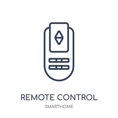 Uzaktan kumanda simgesi. Uzaktan kumanda doğrusal sembolü tasarım Smarthome koleksiyonundan. Beyaz arka plan üzerinde basit anahat öğesi vektör çizim.