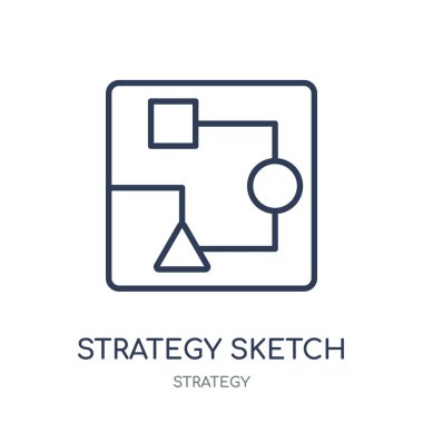 strateji kroki simgesi. strateji kroki doğrusal sembolü tasarım stratejisi koleksiyonundan. Beyaz arka plan üzerinde basit anahat öğesi vektör çizim.