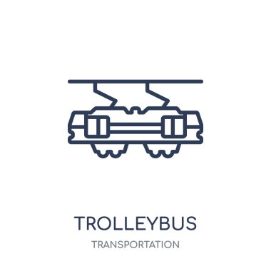 Troleybüs simgesi. Troleybüs doğrusal sembolü tasarım ulaşım Collection.