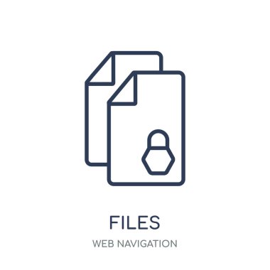 Dosyalar simgesi. Doğrusal sembolü tasarım Web gezinti koleksiyonundan dosyaları. Beyaz arka plan üzerinde basit anahat öğesi vektör çizim.