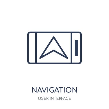 Gezinti simgesi. Gezinti doğrusal sembol tasarımı Kullanıcı arabirimi koleksiyonundan. Beyaz arka plan üzerinde basit anahat öğesi vektör çizim.