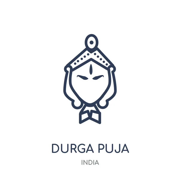 Durga Puja Icono Diseño Símbolo Lineal Durga Puja Colección India — Vector de stock