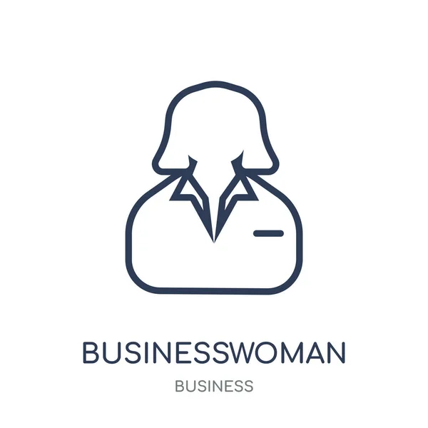 Icono Mujer Negocios Diseño Símbolo Lineal Mujer Negocios Colección Business — Vector de stock