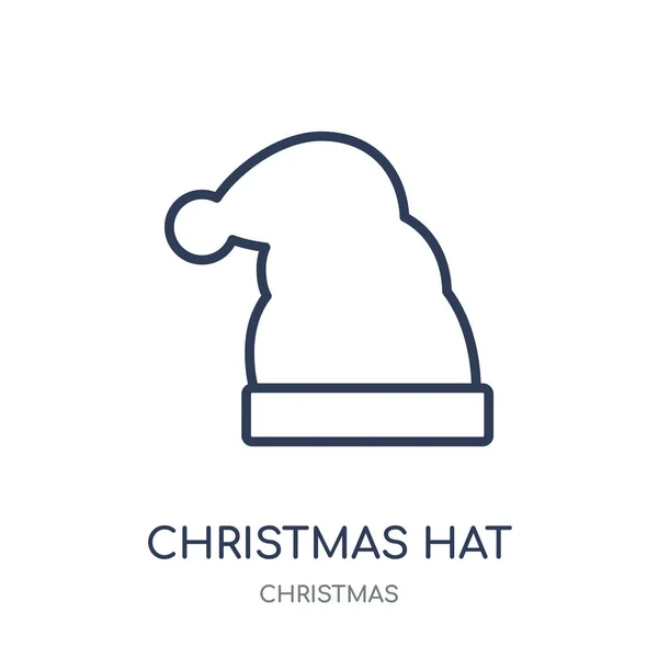 Chapeau Noël Icône Chapeau Noël Conception Symbole Linéaire Collection Noël — Image vectorielle