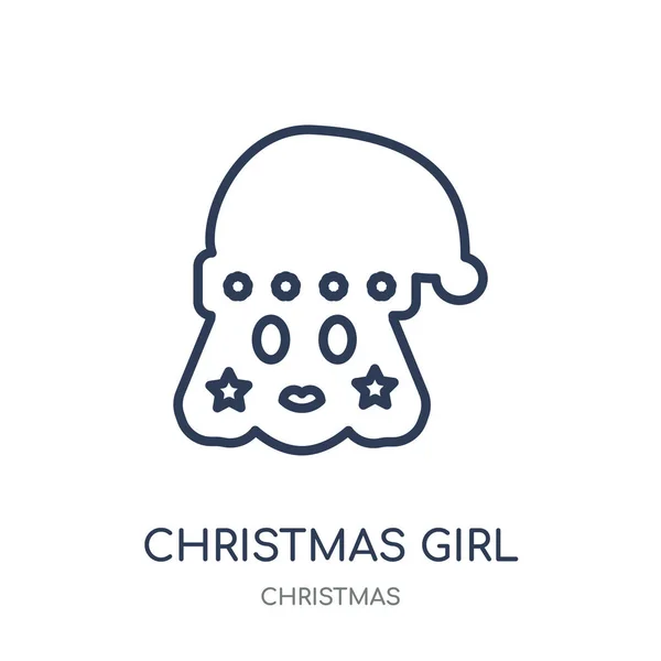 Χριστούγεννα Κορίτσι Εικονίδιο Χριστούγεννα Κορίτσι Σύμβολο Γραμμική Σχεδίαση Από Την — Διανυσματικό Αρχείο