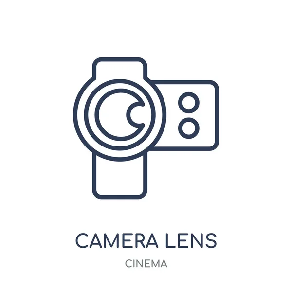 Ícone Lente Câmera Design Símbolo Linear Lente Câmera Coleção Cinema — Vetor de Stock