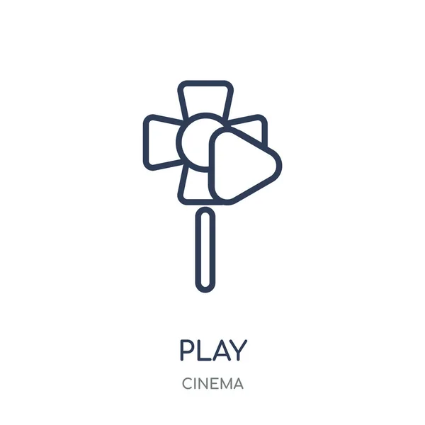 Oyun Simgesi Doğrusal Sembolü Tasarım Sinema Koleksiyonundan Oynamak Beyaz Arka — Stok Vektör
