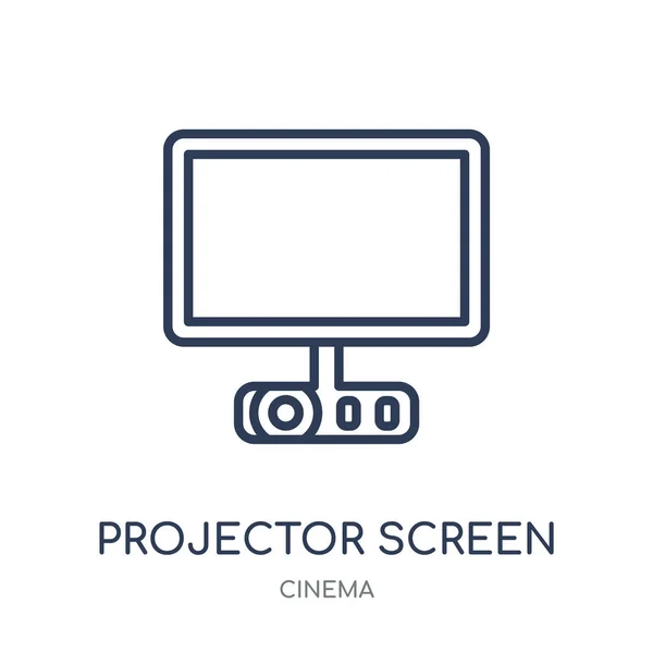 Projecteur Icône Écran Projecteur Écran Design Symboles Linéaires Collection Cinema — Image vectorielle