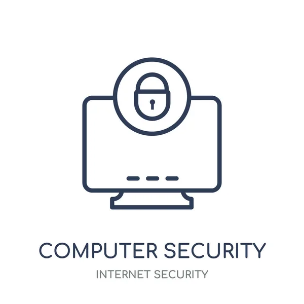 Icona Della Sicurezza Informatica Progettazione Simboli Lineari Sicurezza Del Computer — Vettoriale Stock