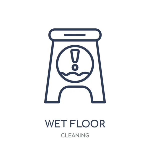 Icono Suelo Mojado Diseño Símbolo Lineal Suelo Húmedo Colección Cleaning — Vector de stock