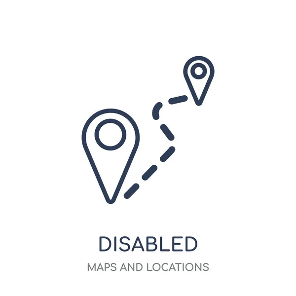 Icono Signo Deshabilitado Disabled Sign Diseño Símbolos Lineales Colección Maps — Vector de stock