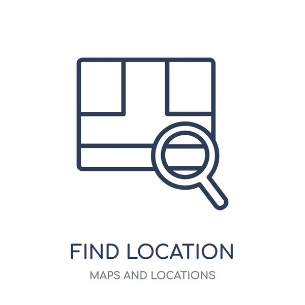 Encuentra Icono Ubicación Encuentra Diseño Símbolos Lineales Ubicación Colección Maps — Vector de stock