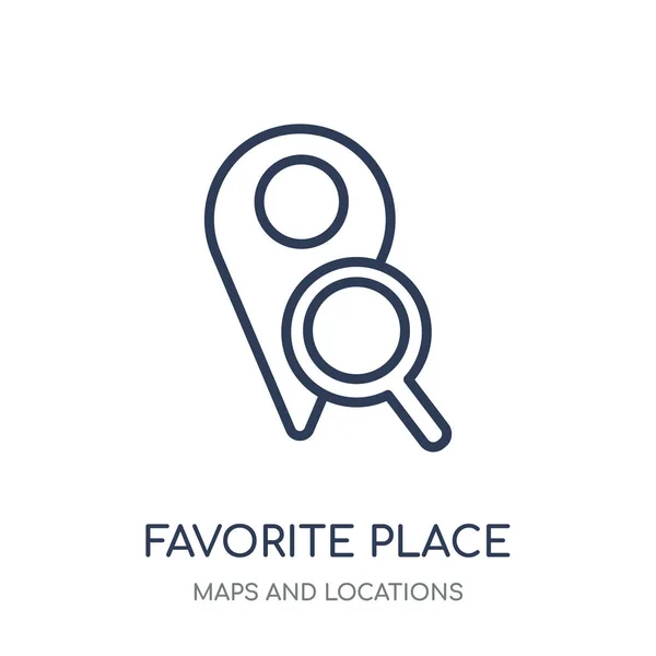 Icono Lugar Favorito Diseño Símbolo Lineal Lugar Favorito Colección Mapas — Vector de stock