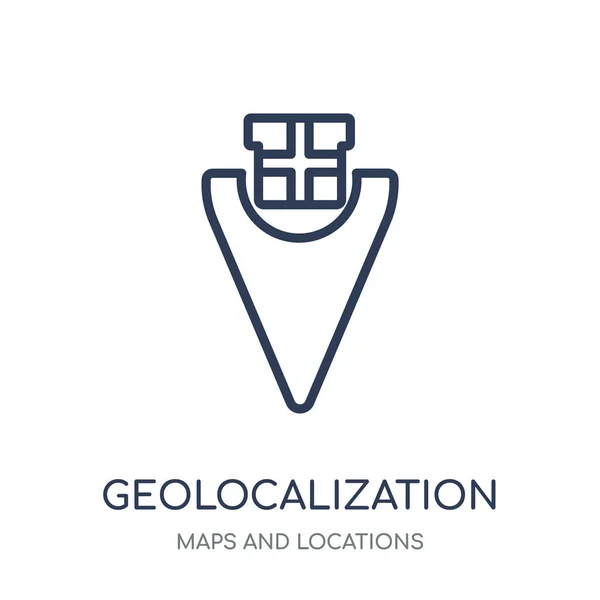 Icono Geolocalización Diseño Símbolos Lineales Geolocalización Colección Maps Locations Esquema — Archivo Imágenes Vectoriales
