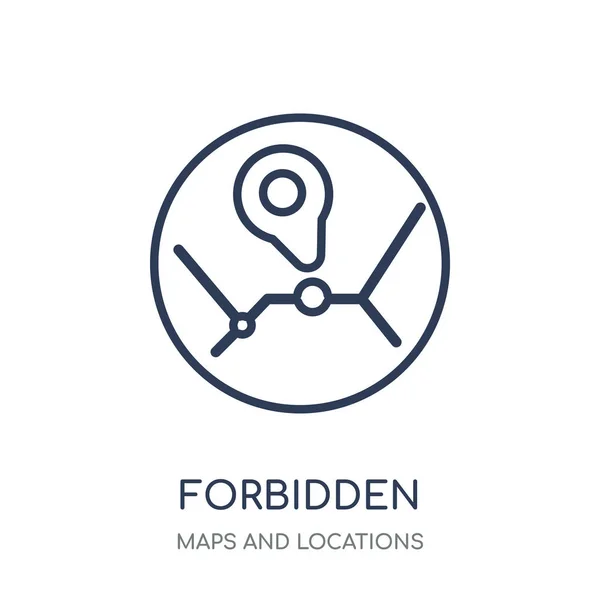 Icono Prohibido Diseño Símbolos Lineales Prohibidos Colección Maps Locations Esquema — Vector de stock