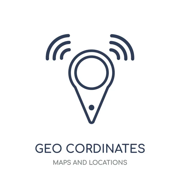 Icono Geo Cordinates Geo Coordina Diseño Símbolos Lineales Colección Maps — Vector de stock