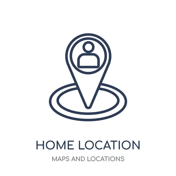 Inicio Icono Ubicación Inicio Localización Diseño Símbolos Lineales Colección Maps — Vector de stock