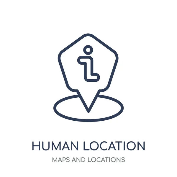 Icono Ubicación Humana Diseño Símbolo Lineal Ubicación Humana Colección Maps — Vector de stock