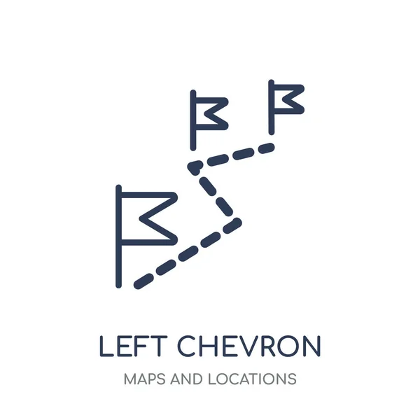 Icono Izquierdo Chevron Diseño Símbolo Lineal Chevron Izquierdo Colección Maps — Vector de stock