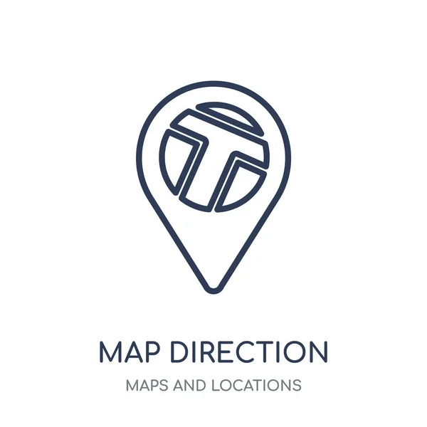Icono Dirección Del Mapa Mapa Dirección Diseño Símbolo Lineal Mapas — Vector de stock