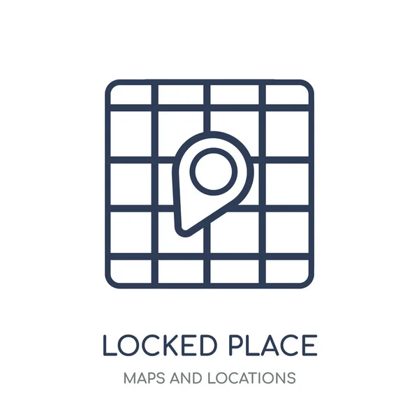 Locked Place Icono Locked Place Diseño Símbolos Lineales Colección Maps — Vector de stock