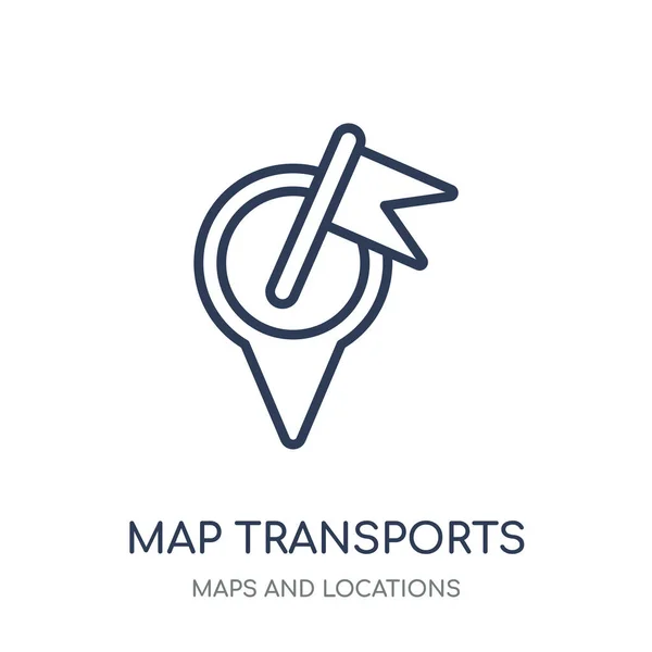 Mapa Icono Transportes Mapa Transporta Diseño Símbolos Lineales Colección Maps — Vector de stock