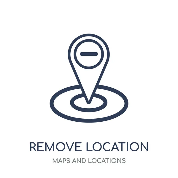 Eliminar Icono Ubicación Eliminar Diseño Símbolo Lineal Ubicación Colección Mapas — Vector de stock
