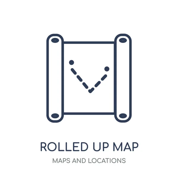 Rolled Map Icono Rolled Map Diseño Símbolos Lineales Colección Mapas — Vector de stock