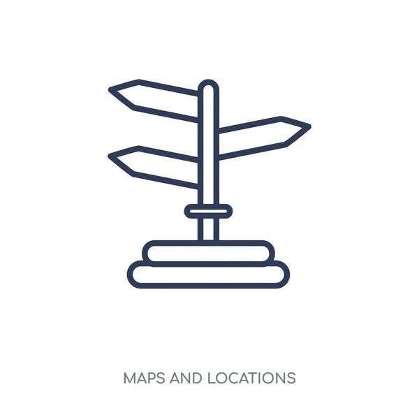 Icono Señalización Diseño Símbolos Lineales Señalización Colección Maps Locations Esquema — Vector de stock