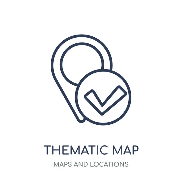 Icono Mapa Temático Mapa Temático Diseño Símbolos Lineales Mapas Ubicaciones — Vector de stock