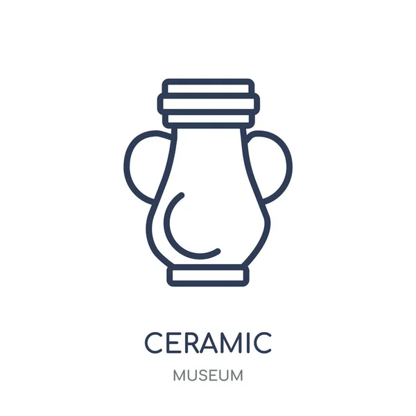 セラミックのアイコン 博物館のコレクションからセラミックの線形シンボル デザイン 白い背景の上の簡単なアウトライン要素ベクトル図 — ストックベクタ