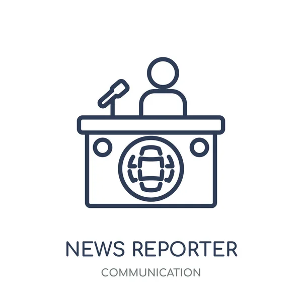 ニュース レポーターのアイコン ニュース レポーター線形シンボル デザイン コミュニケーション コレクションから 白い背景の上の簡単なアウトライン要素ベクトル図 — ストックベクタ